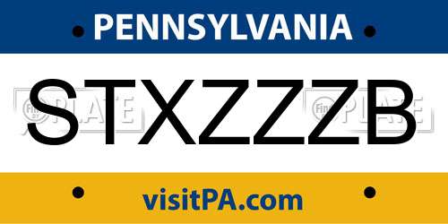 STXZZZB Pennsylvania License Plate