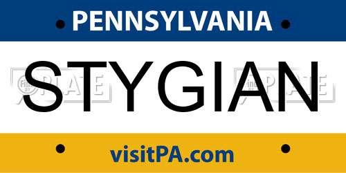 STYGIAN Pennsylvania License Plate
