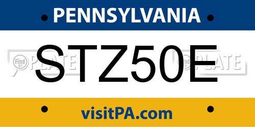 STZ50E Pennsylvania License Plate