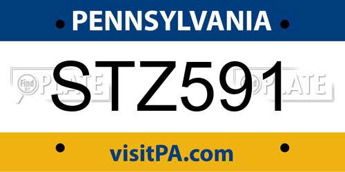 STZ591 Pennsylvania License Plate
