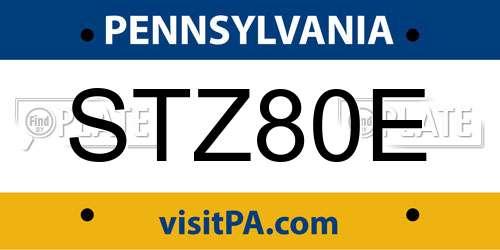 STZ80E Pennsylvania License Plate