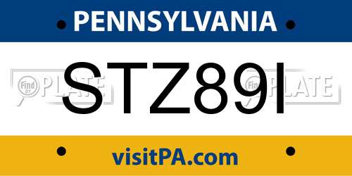 STZ89I Pennsylvania License Plate