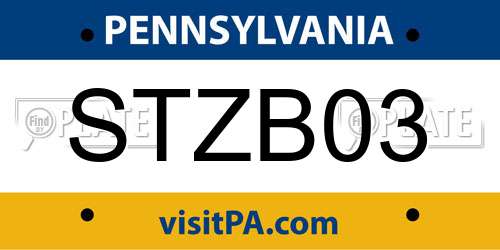 STZB03 Pennsylvania License Plate