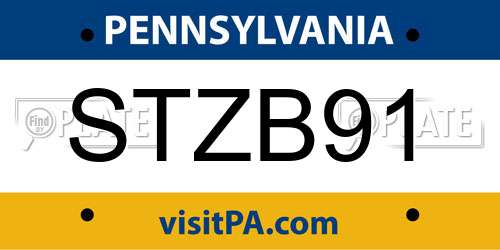 STZB91 Pennsylvania License Plate