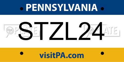 STZL24 Pennsylvania License Plate