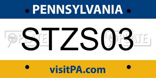 STZS03 Pennsylvania License Plate