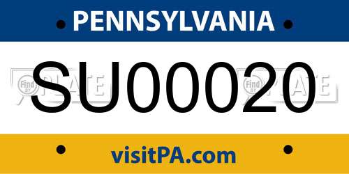 SU00020 Pennsylvania License Plate