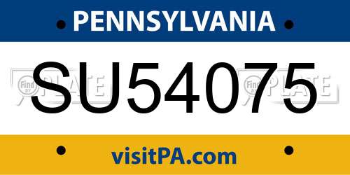 SU54075 Pennsylvania License Plate