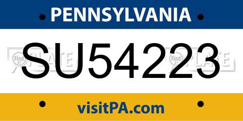 SU54223 Pennsylvania License Plate