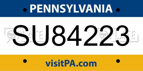 SU84223 Pennsylvania License Plate