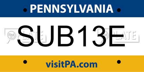 SUB13E Pennsylvania License Plate