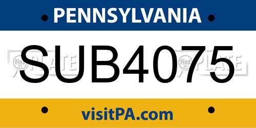 SUB4075 Pennsylvania License Plate