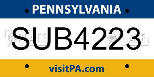SUB4223 Pennsylvania License Plate