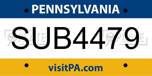 SUB4479 Pennsylvania License Plate