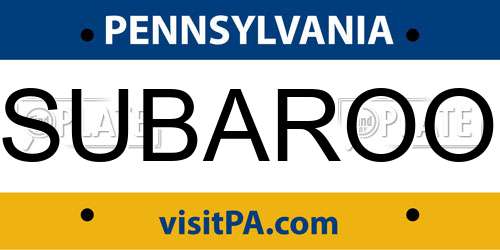 SUBAROO Pennsylvania License Plate