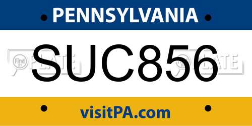 SUC856 Pennsylvania License Plate
