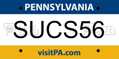 SUCS56 Pennsylvania License Plate