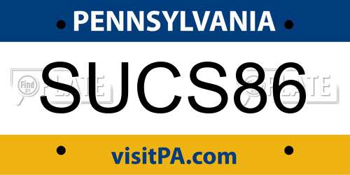 SUCS86 Pennsylvania License Plate