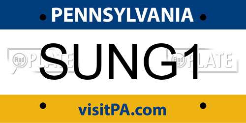 SUNG1 Pennsylvania License Plate