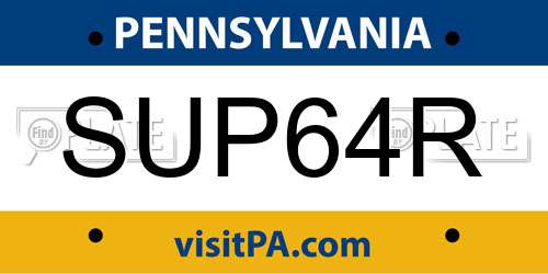 SUP64R Pennsylvania License Plate