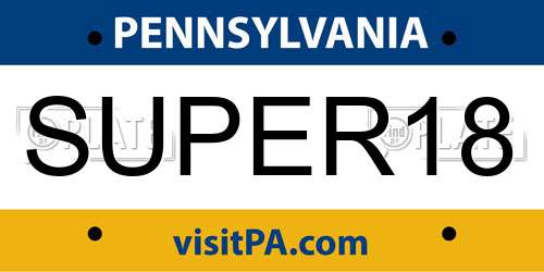 SUPER18 Pennsylvania License Plate
