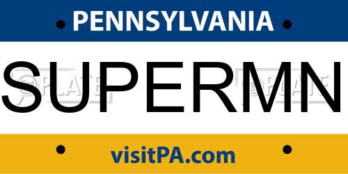 SUPERMN Pennsylvania License Plate