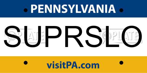 SUPRSLO Pennsylvania License Plate