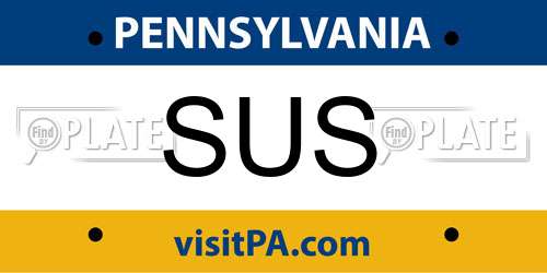 SUS Pennsylvania License Plate