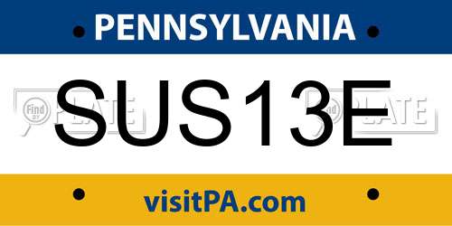 SUS13E Pennsylvania License Plate
