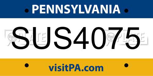 SUS4075 Pennsylvania License Plate