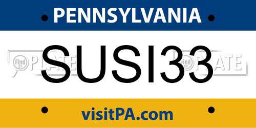 SUSI33 Pennsylvania License Plate