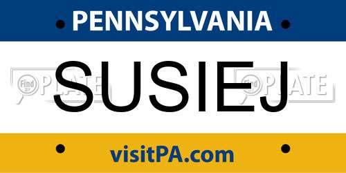 SUSIEJ Pennsylvania License Plate