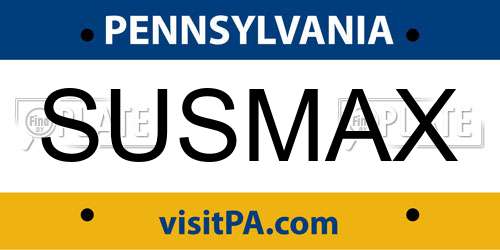 SUSMAX Pennsylvania License Plate