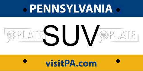 SUV Pennsylvania License Plate
