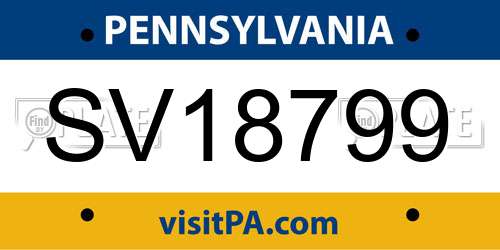 SV18799 Pennsylvania License Plate