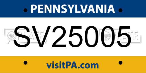 SV25005 Pennsylvania License Plate