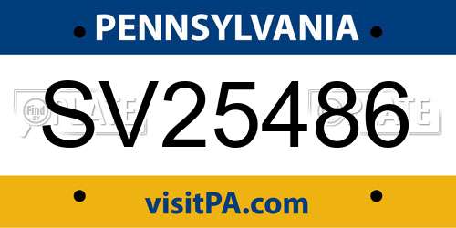 SV25486 Pennsylvania License Plate