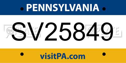 SV25849 Pennsylvania License Plate