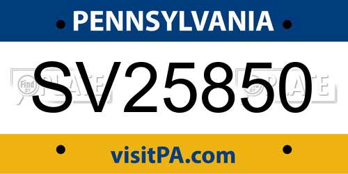 SV25850 Pennsylvania License Plate