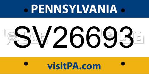 SV26693 Pennsylvania License Plate