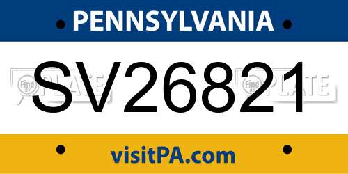 SV26821 Pennsylvania License Plate