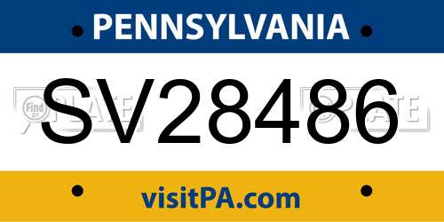 SV28486 Pennsylvania License Plate
