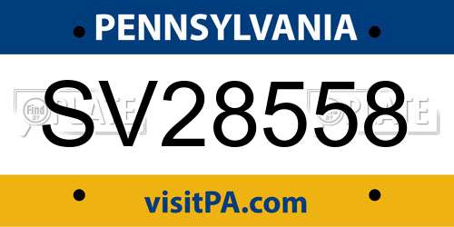 SV28558 Pennsylvania License Plate
