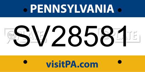 SV28581 Pennsylvania License Plate