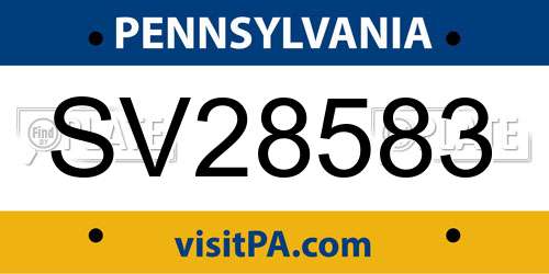 SV28583 Pennsylvania License Plate