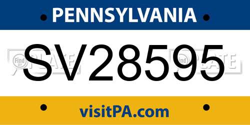 SV28595 Pennsylvania License Plate