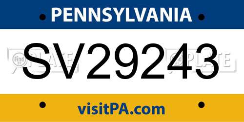 SV29243 Pennsylvania License Plate