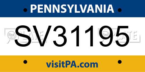 SV31195 Pennsylvania License Plate