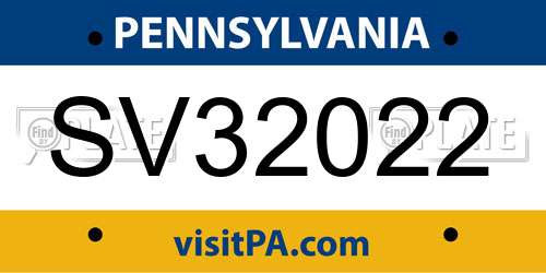 SV32022 Pennsylvania License Plate