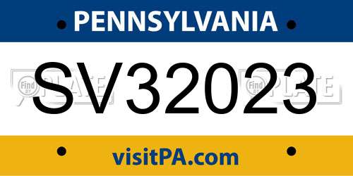 SV32023 Pennsylvania License Plate